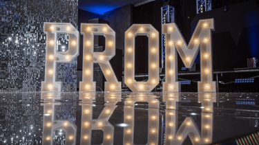 picture of large decorative letters spelling prom