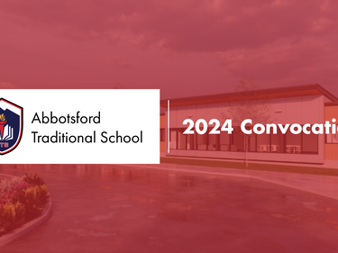 ATS Exterior, school logo and words that say "2024 Convocation"