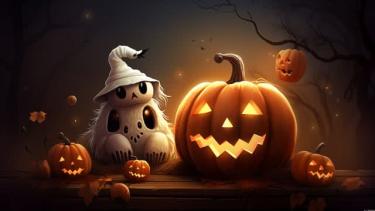stylized image of carved pumpkins