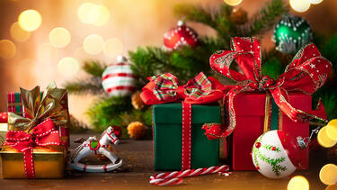 Photo of Christmas presents and decorations